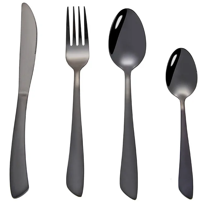 

Shinny stainless steel cutlery with PVD black color