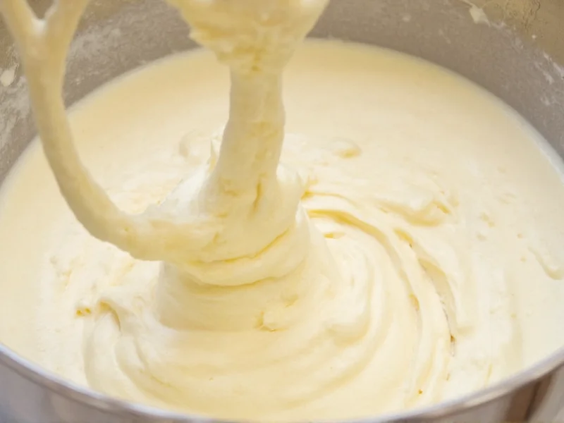 Whipped egg whites being folded into pancake batter