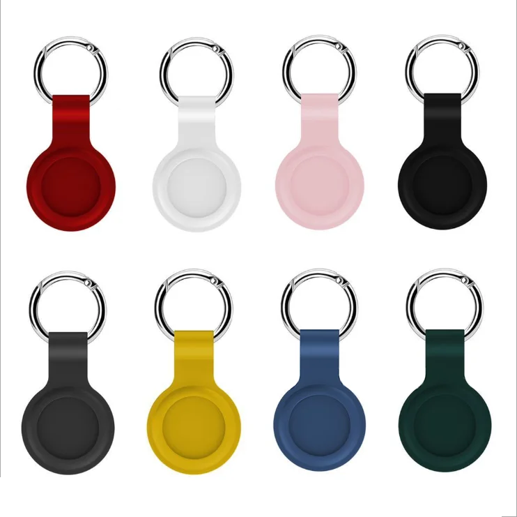 

Wholesale hot popular easy to carry locator tracker anti-lost device keychain silicone protective cover for apple air tag case, 8 colors