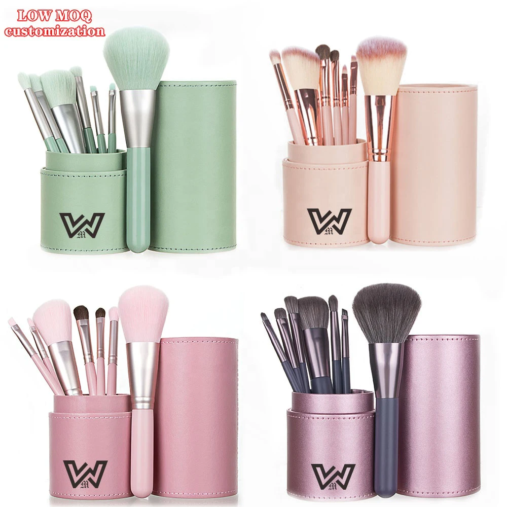 

Wholesale Cheap travel makeup brush women soft synthetic hair 7pcs portable cosmetic kit makeup brushes sets with pu holder