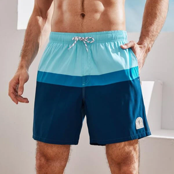 

direct factory sublimation prints men's swim sea beach shorts swim bathing trunks Men Cut And Sew Pocket Drawstring Swim Shorts