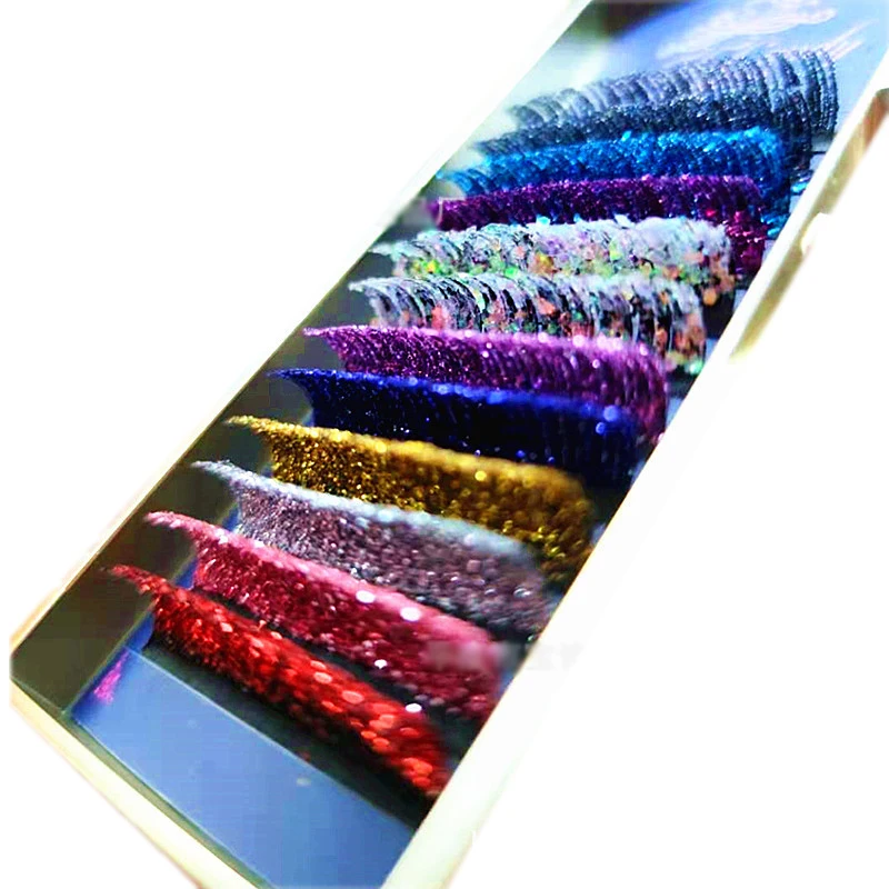 

glitter lash extension trays lashes with color eyelash extension 3d lashextensions colored premade fans mix trays, Black