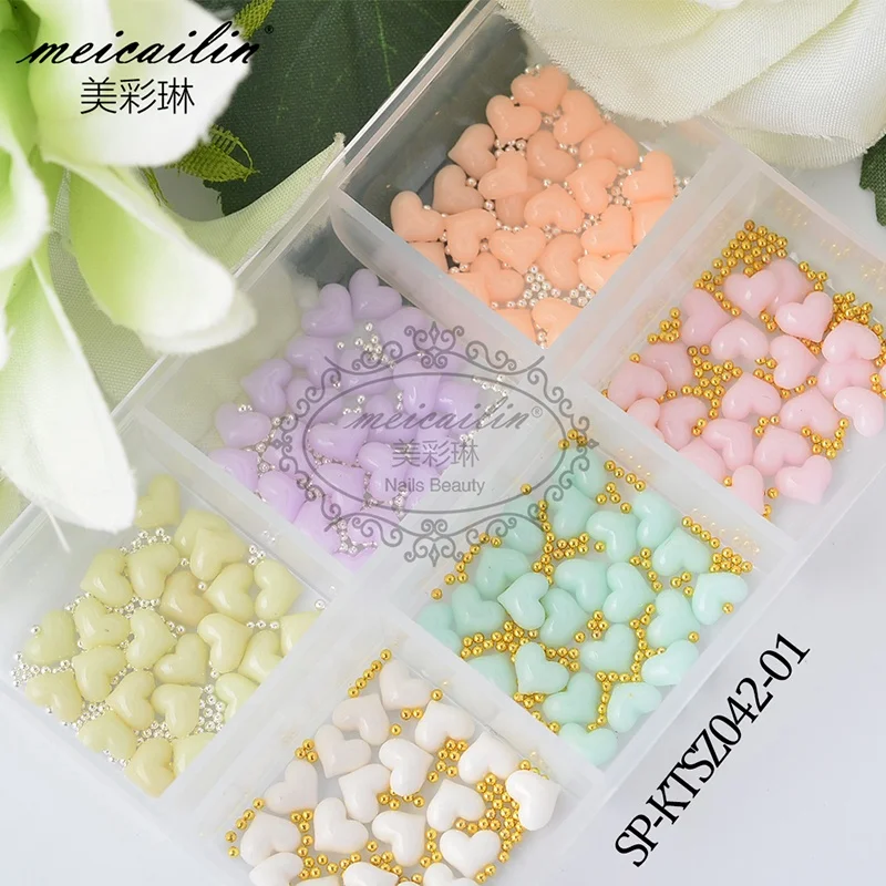 

3D Box Nail Heart Bead Manicure Design For Nail Art Accessories