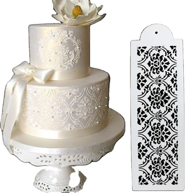 

Wedding cake stencil fondant tool plastic cake decoration plastic stencils different designs, White