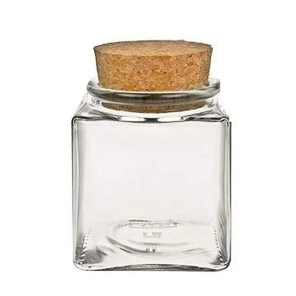 

50ml 100ml 200ml Clear Square Glass Jar Food Storage Jar with Cork Lid