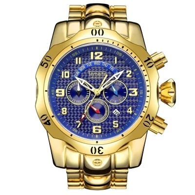 

TEMEITE T026G-6 Chronograph Wristwatch Men Quartz Watch Luxury Gold Watches Stainless Steel Waterproof Relogio Masculino