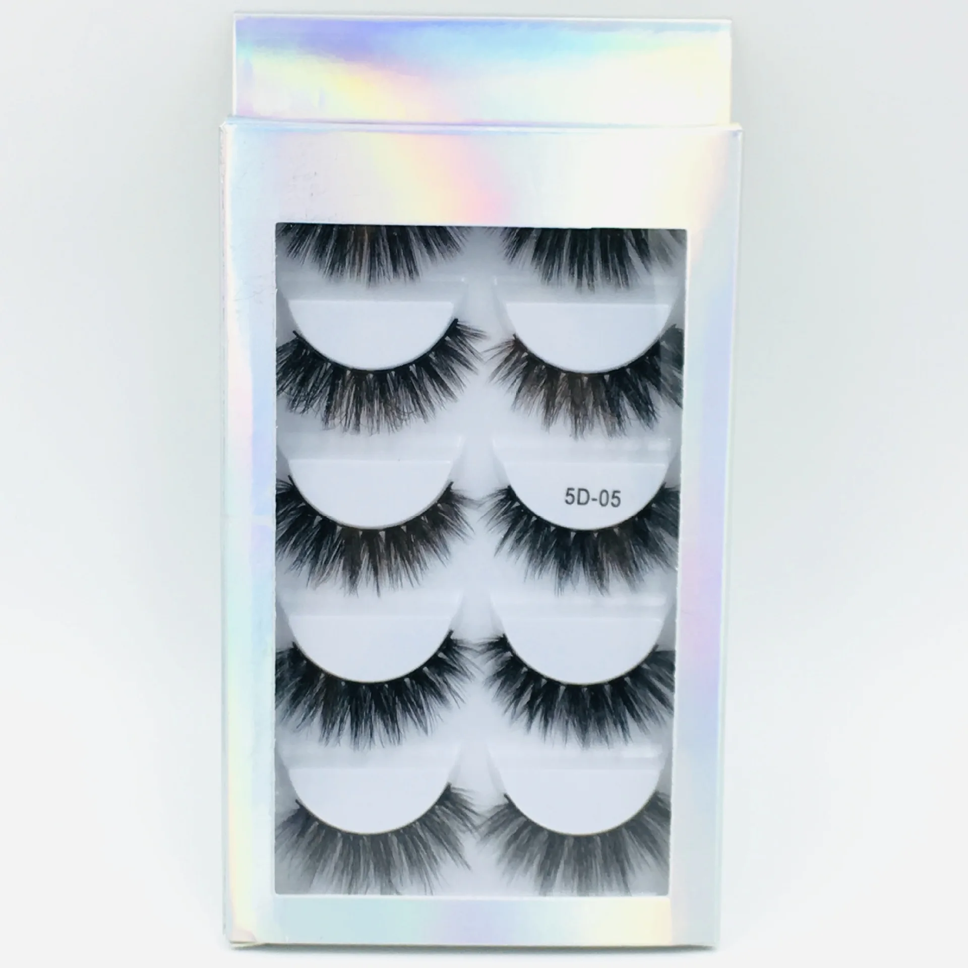 

3D Synthetic Hair Set Hand Made Siberian Eye Lashes 5 Pairs Faux Mink Lashes Set With Tray In Packaging, Natural black