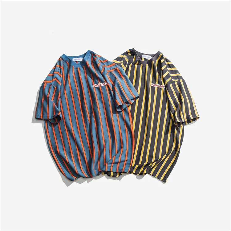 

Wholesale custom fashion casual stripe unisex cotton oversized tshirt