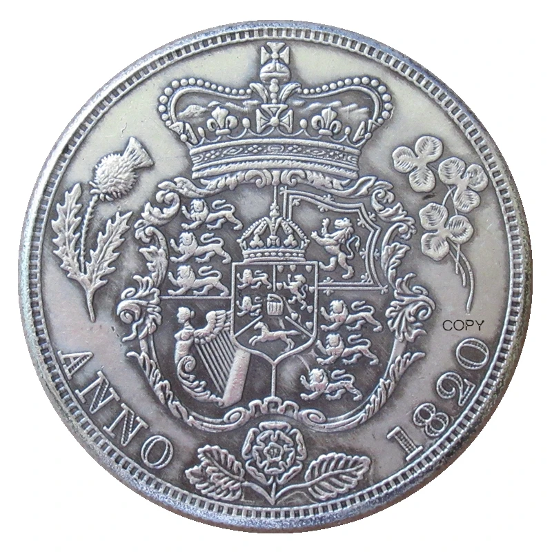 

Reproduction 1820 1821 UK 0.5 Crown - George IV Silver Plated Coins