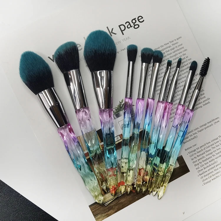 

10pcs cosmetic rainbow brush bucket color glitter makeup brushes set 2021