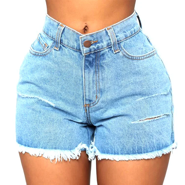 

Summer Baggy Denim Short Jeans Pants For Woman Plus Size Pants high Waisted Jeans Femme Wide Leg Ripped Celana Jean Shorts Women, Blue