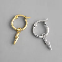 

INS Jewelry Korean S925 Sterling Silver Earrings ins temperament minority micro diamond lightning buckle Personalized Earrings