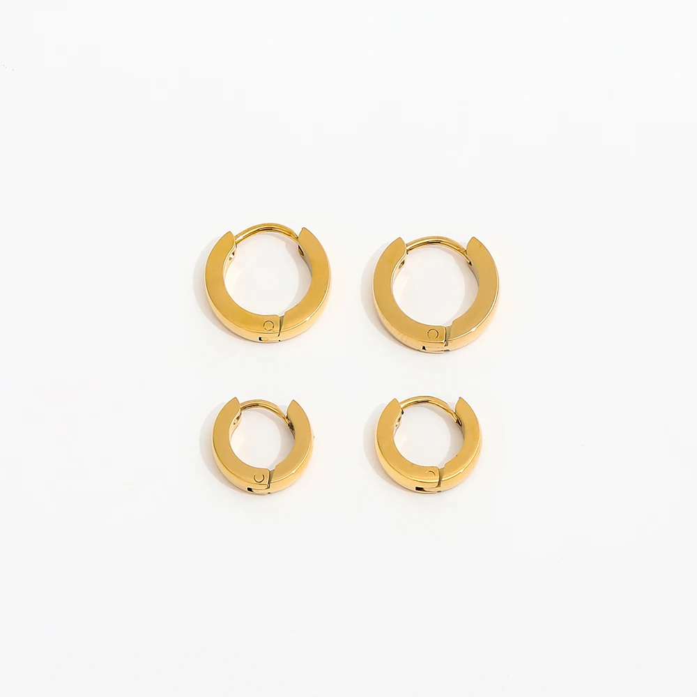 New Trendy Earring 18K Gold Plated Simple Hoop Earrings for Women Mini Stainless Steel Earrings Wholesale