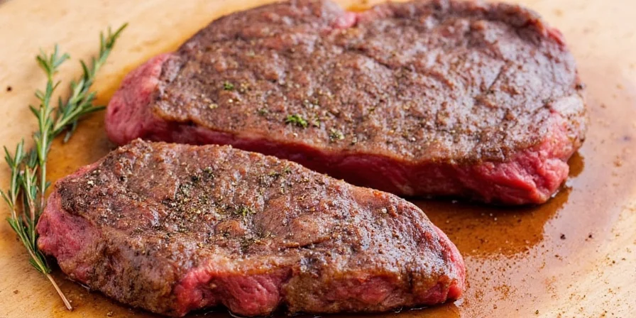 Two steaks side by side: one simply seasoned, the other creatively spiced