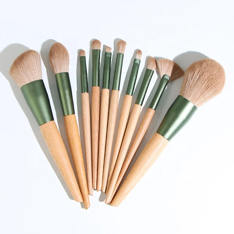 

High end personalized cosmetic brush set soft hair 10 pcs bamboo makeup brushes kit