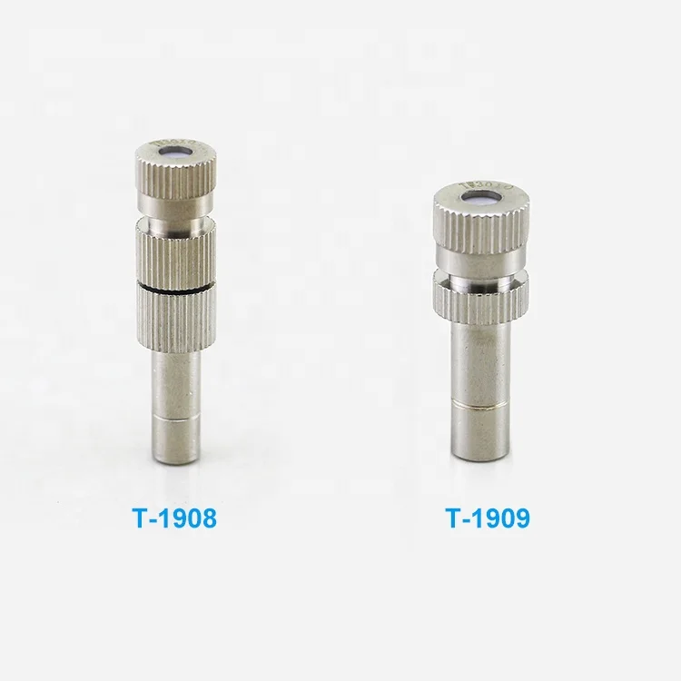 

T-1908 T-1909 Push  Connector Fogging Mist Spray Nozzles 0.2mm 0.3mm Brass Nickel Mist Nozzle Low Pressure