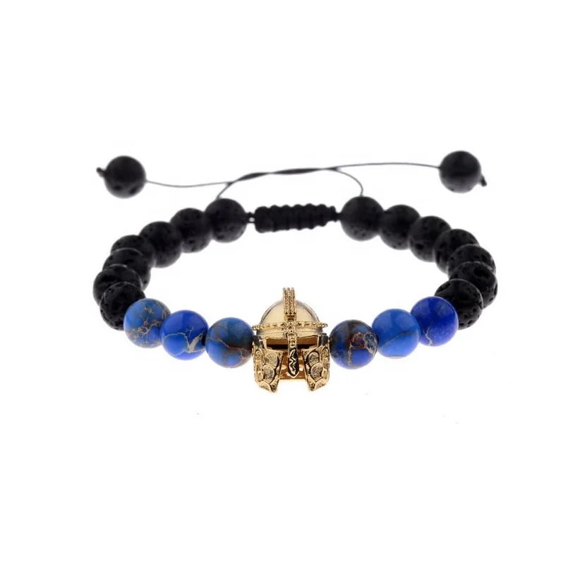 

Natural Stone Lapis Lazuli Bracelet Men Beads Bracelets Lava Stone Adjustable Bracelet