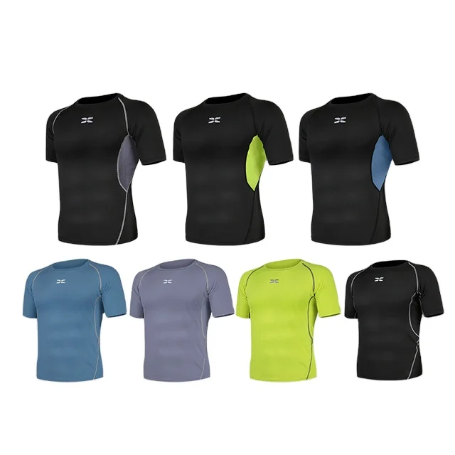 

2021 factory supply sport workout set clothes wholesale fitness sports wear gym clothes men sport t-shirt clothes, Black / gray