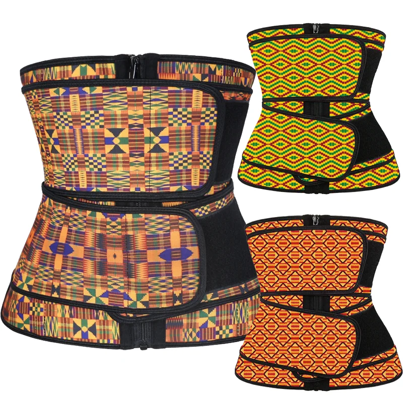 

NANBIN Kente Double Strap Waist Trainer Latex Slimming Corset Shaper Private Label