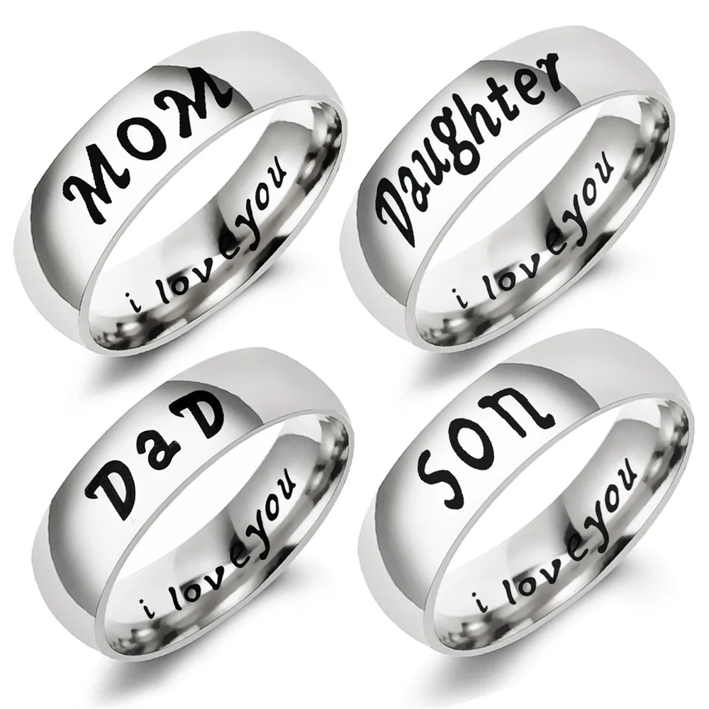

Hanpai new design LVOV DAD SON DAUGHTER MOM ring letter ring wholesale stainless steel ring