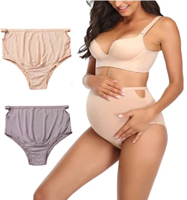 

Intiflower pregnant women High waist briefs modal underwear waist adjustable maternity panties, Pink/purple/nude/fuchsia