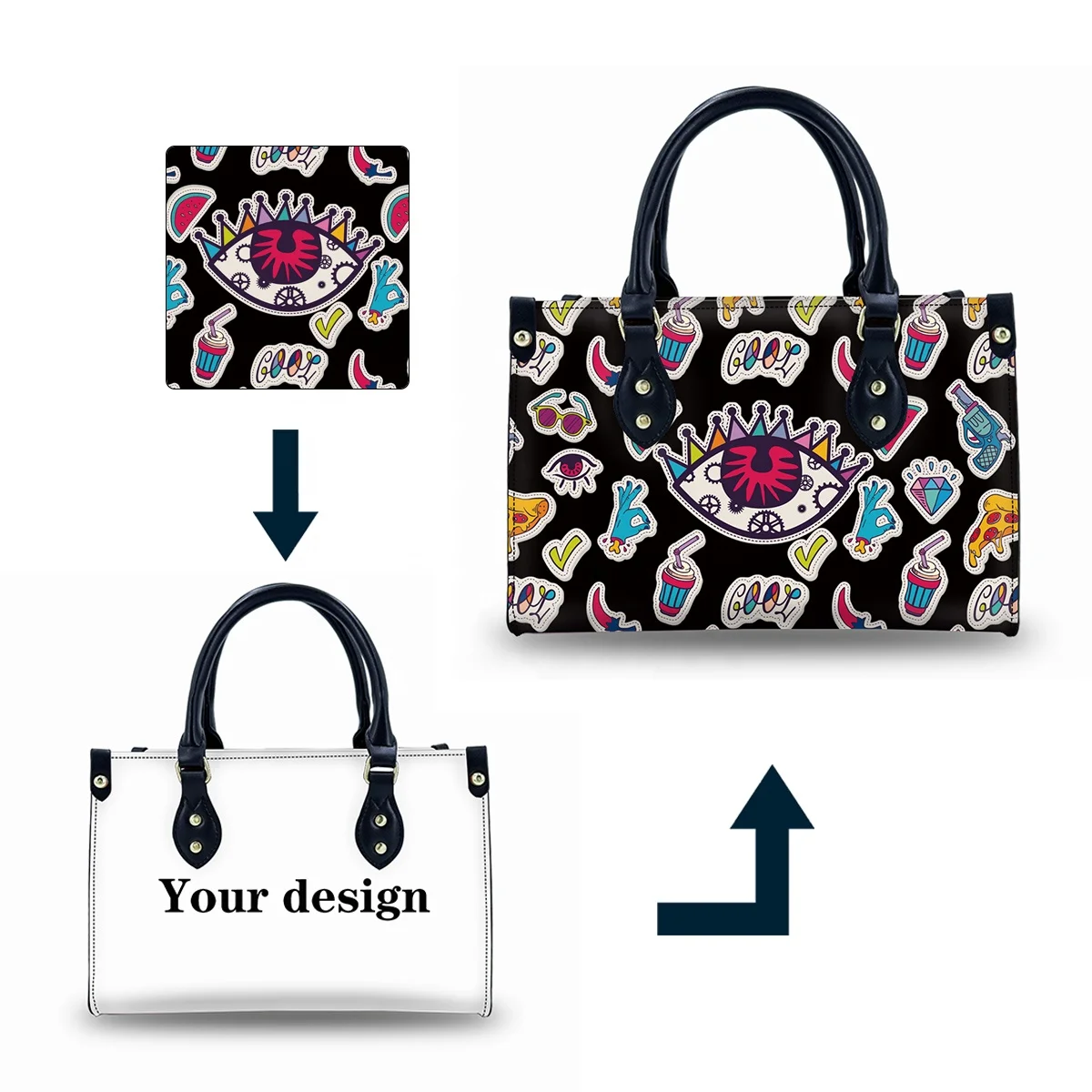 Designer Black Cheapest Handbags for Women All Over Print Tote Bags Waterproof Womens Handbags and Purses 2023