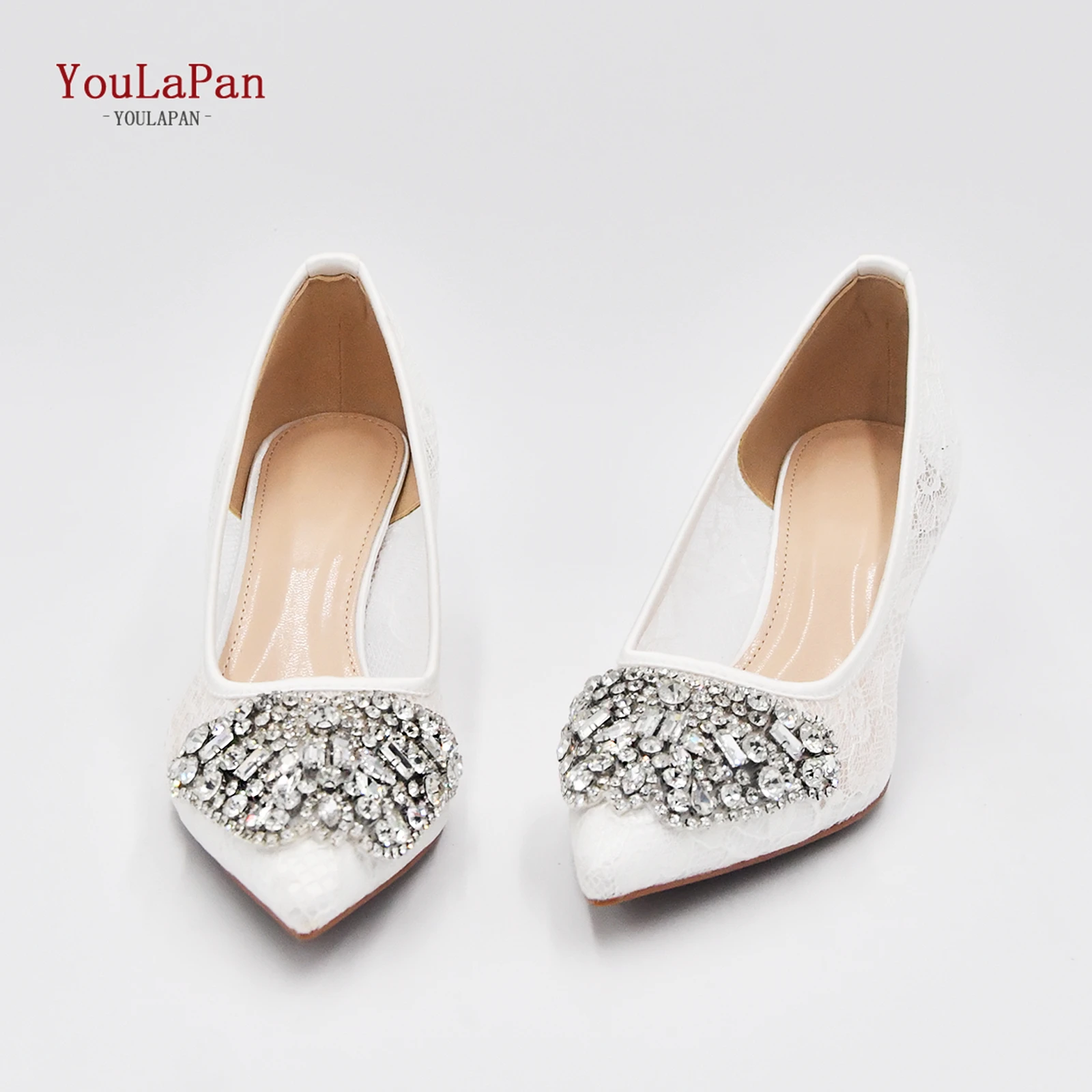 

Youlapan A17 White Big Feet Women Embroider High Heel Brides Wedding Rhinestone High Heel Evening Shoes