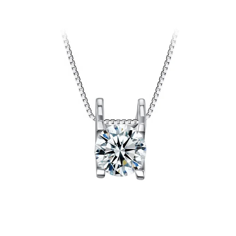 

Simple 925 sterling silver with white stone pendant designs for women