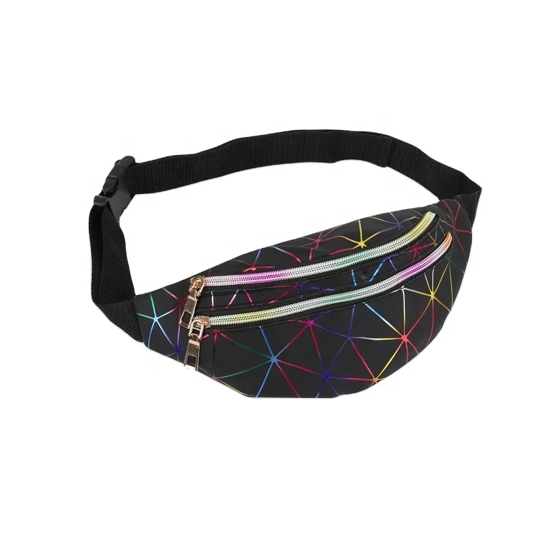 

Sport waist bag neon vinyl holographic fanny pack bag for women