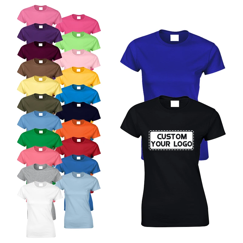 Custom 100% Cotton Tshirt  Printing Logo Unisex Short Sleeve Soft Womens T Shirt for Lady