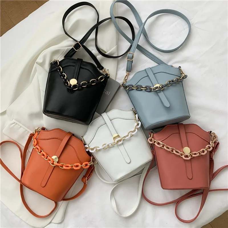 

Women Cross Bodybag Fashion Elegent Chain Crossbody Handbag Vintage PU Leather Casual Solid Color Ladies Shoulder Bag