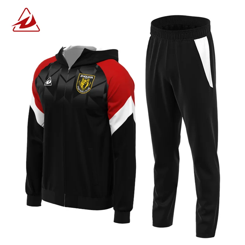 

Custom Design Sublimation Print 210/280G Hooded Soccer Jacket Training Wear Club Football Team Jacket Tracksuit Suits