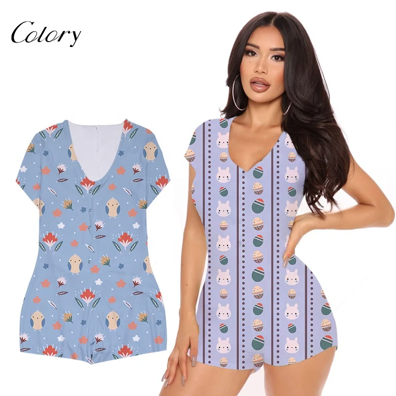 

Colory Wholesale Fashion 2 Piece Set Women Clothing Casual Women Two Piece Short Set Cartoons Women Printed Sets, Customized color