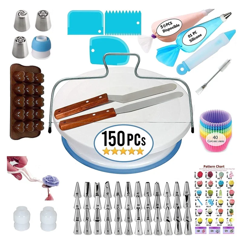 

150 PCS Promotional items reposteria accesorios baking supplies tools Stainless steel icing piping nozzles cake decorating set