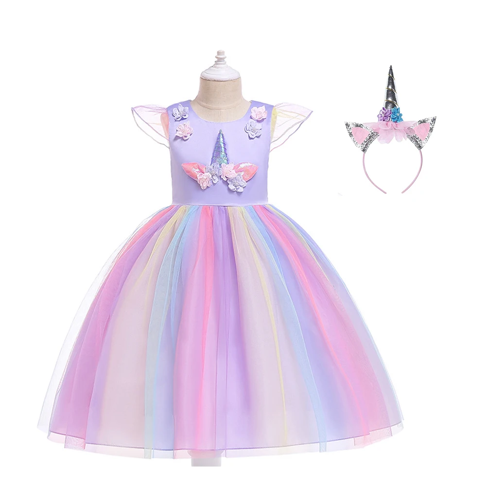

Children Flower Girls Unicorn Costume Pageant Princess Party Dress Girls Dress