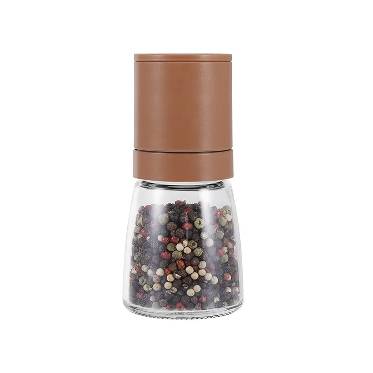 

Kitchen Gadgets Hot Sale 140ml Glass Jar Plastic Body Ceramic Corn Upside Down Spice Salt Pepper Grinder