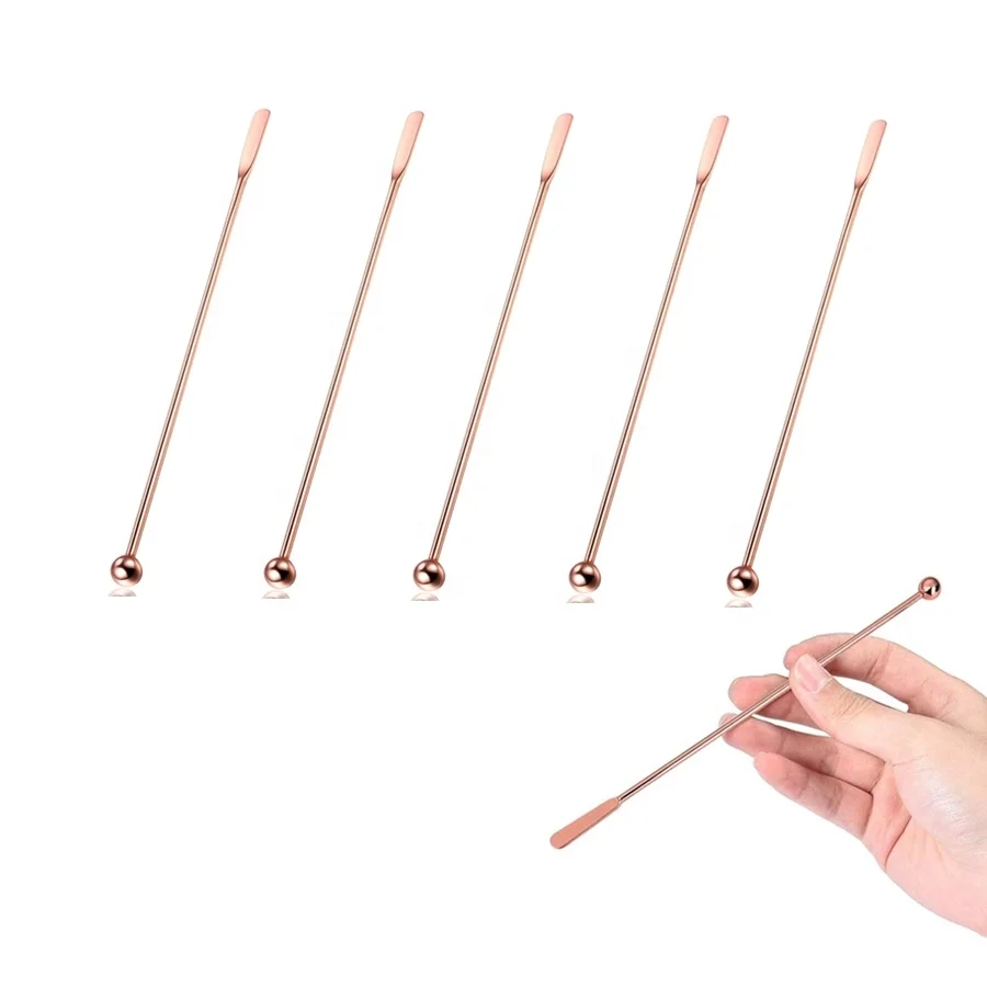 

Stainless Steel Coffee Beverage copper rose gold metal Stirrers Cocktail Swizzle Stick, Sliver