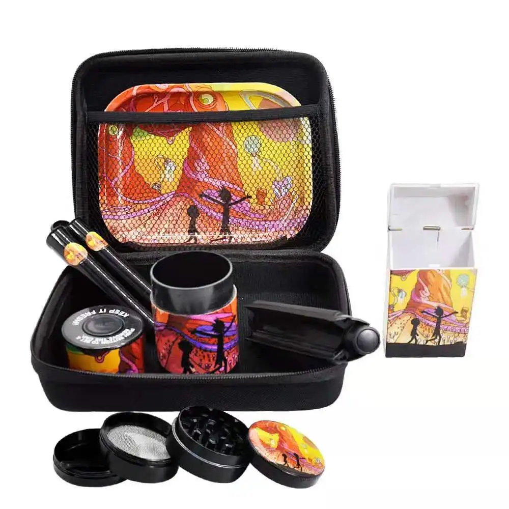 Tobacco Weed Rolling Tray Grinder Machine Cigarette Gift Case Set