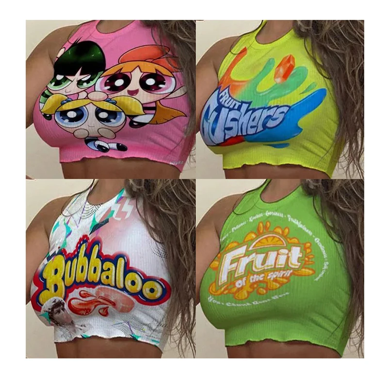 

S-2XL Wholesale Summer Vest Crop Top For Women Gym Vest Girls Casual Cotton Halter Sleeveless Top