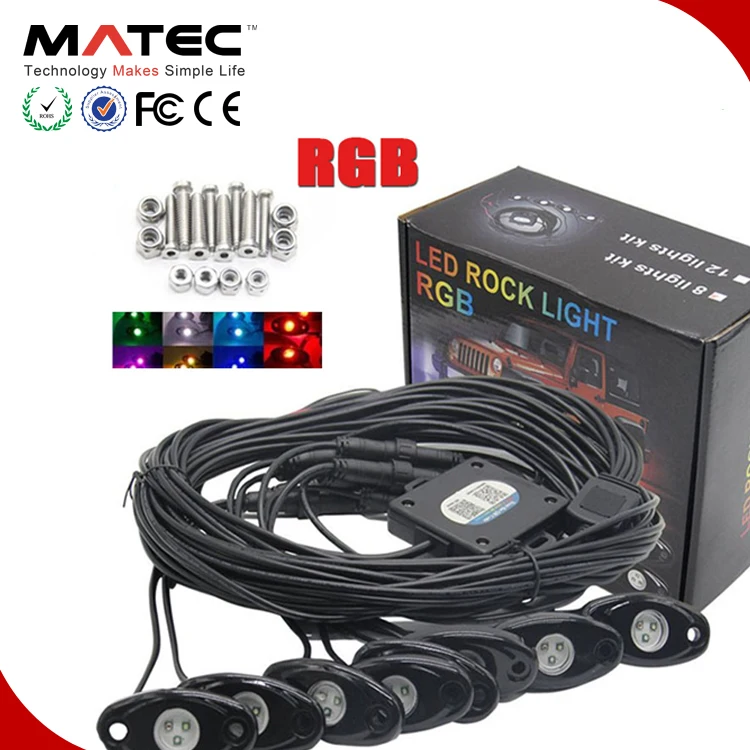 in stock LED Rock Light smartphone APP control bluetooth RGB rock 4, 6,8, 12 pods kit led deck light waterproof rock lights