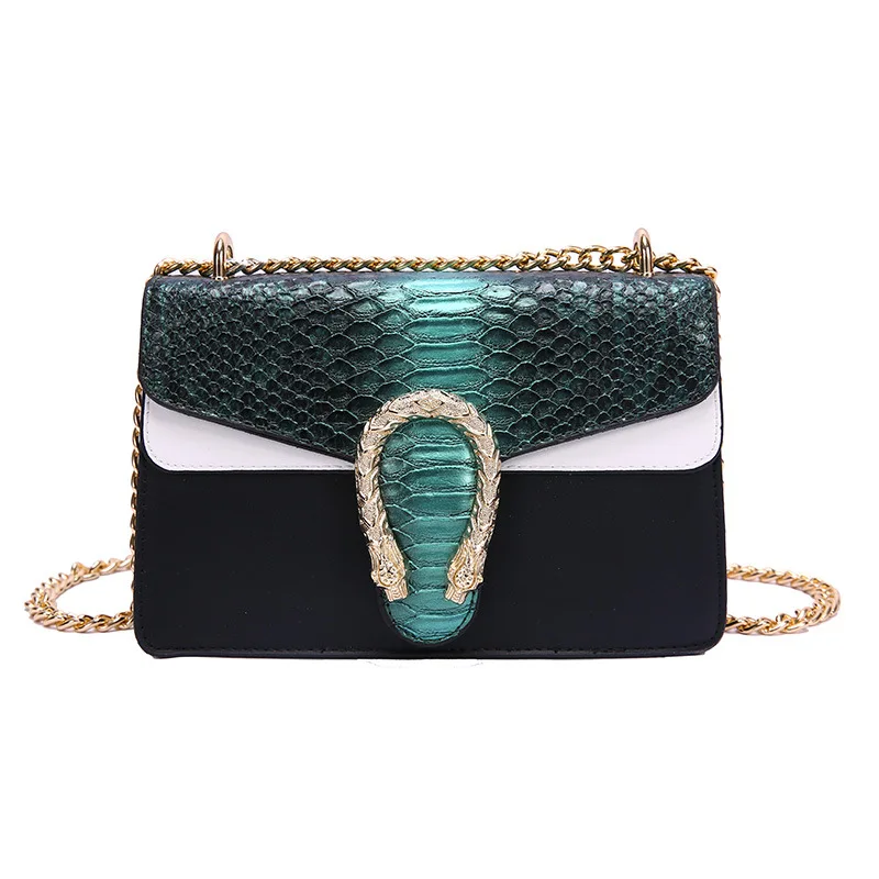 

Luxury alligator chain diagonal handbag PU handbag button square handbag