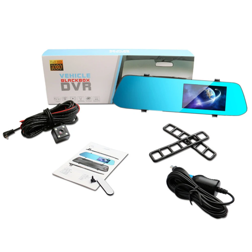 Car DVR Camera Dual Lens 4.5 inch Full HD 1080P Dashcam Rearview Mirror Video Recorder Regestrator Car Cam Dash Cam 4.5
