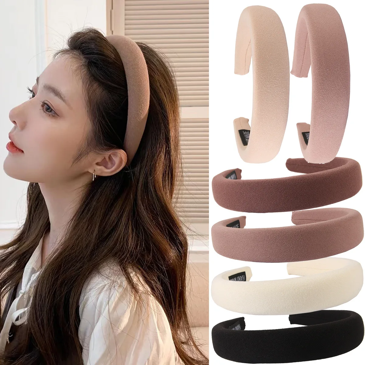 

Autumn and winter new design poly milk coffee color hair band sponge headband hair accessories