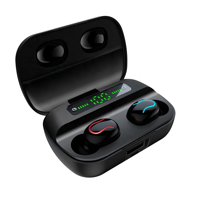 

2021 New TWS Digital Display Waterproof wireless sports earbus earphone headphone with charging box for cell phone