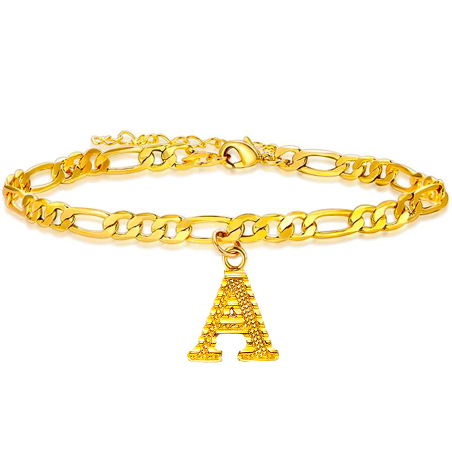 

Wholesale Gold Color A-Z Letter Initial Anklet Bracelet Anklets Cuban Link Anklet for Women