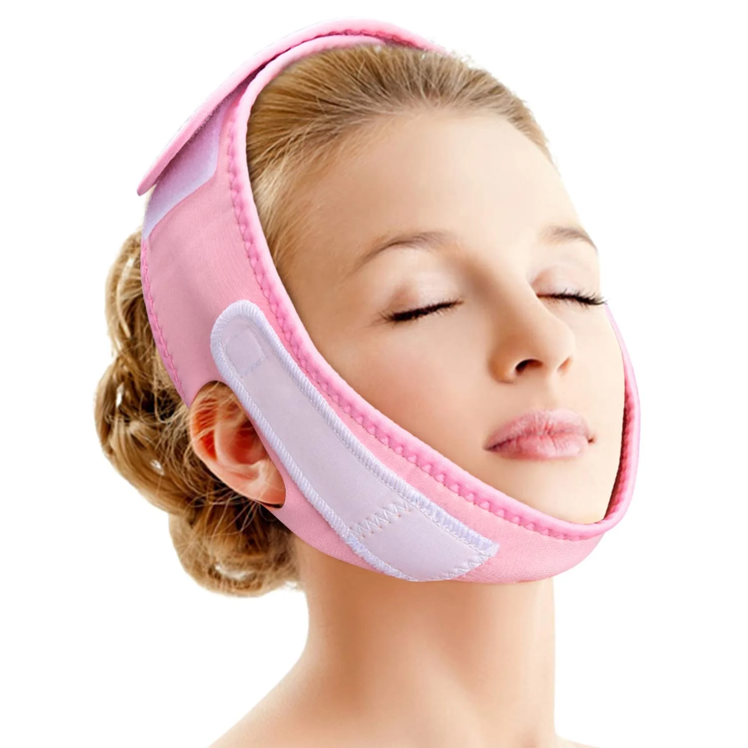 

Double Chin Reducer Facial massager strap Intense Face v line Lifting slimming strap, Pink