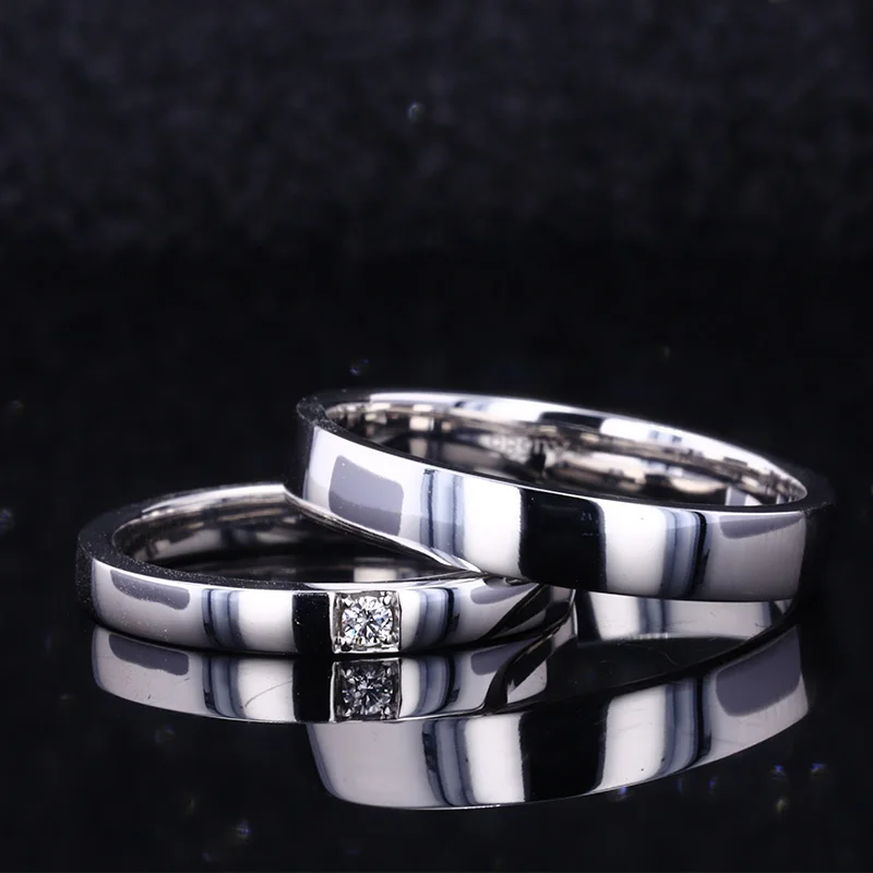 

Simple Design Round Shape Moissanite Couple 14k White Gold Wedding Ring