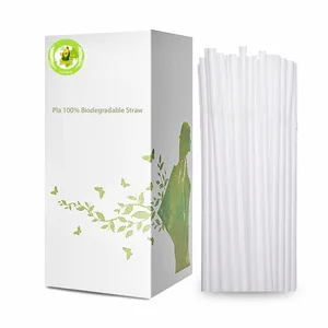 Image of Eco Friendly Biodegradable PLA Straw BPA Free Plant Based Wrapped Straws