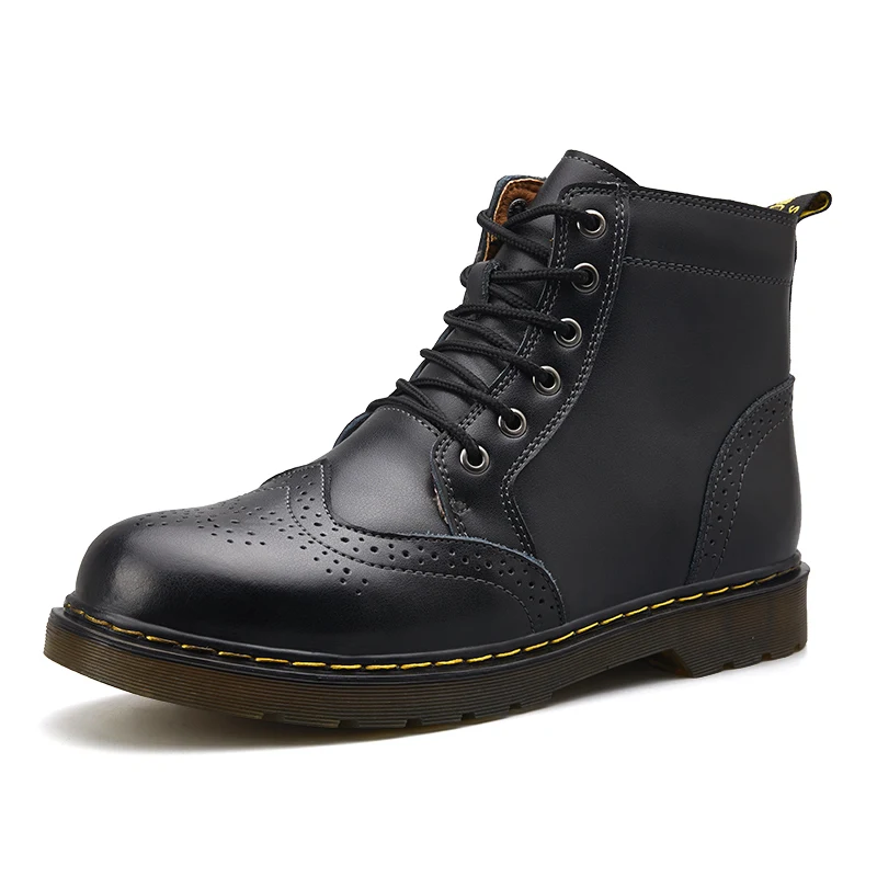 

Military French Men Leather Shoes Winter Boots, Black/brown/grey/wine red
