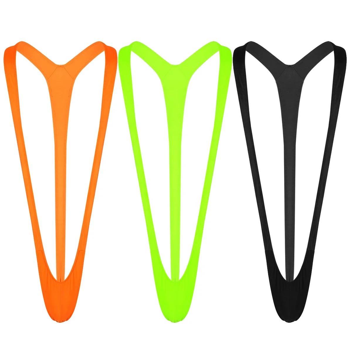 

Mens Fluoro V String Mankini Stretch Open Thong Sexy Underwear Suspender Bodysuit